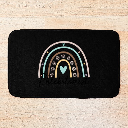 Phlebotomist Life Rainbow Leopard Print Face Bath Mats