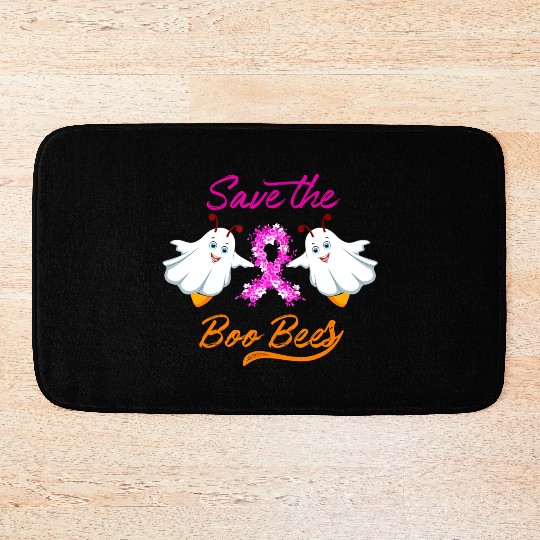 Breast Cancer Halloween Save The Boo Bees Bath Mats