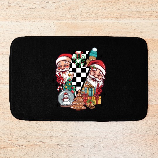 Retro Christmas, Santa, Groovy, Disco Ball, Frosty Bath Mats