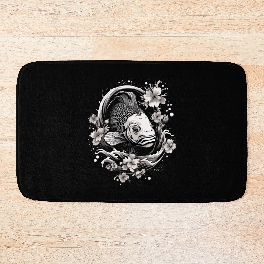 Koi Fish Koi Carp Japanese Tatto-style Koi Bath Mats
