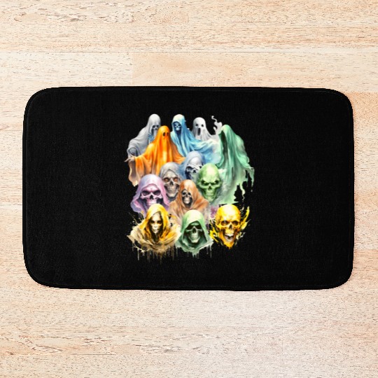 Scary Halloween Vintage Ghosts Skulls and Ghouls Bath Mats