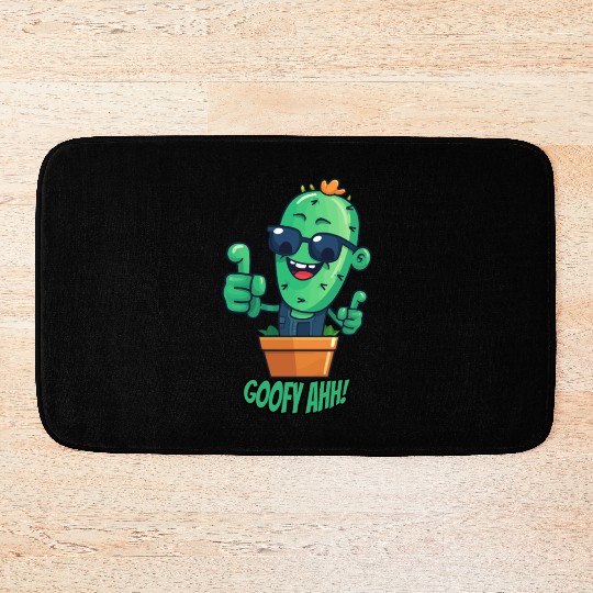 Fun Cactus Character Goofy Ahh Bath Mats