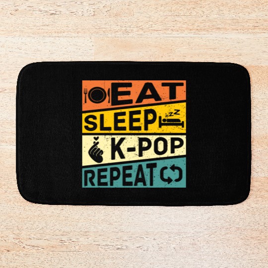 Eat Sleep K Pop Repeat Retro K Pop Bath Mats