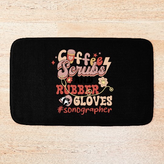 Coffee Scrubs and Rubber Gloves Sonographer Bath Mats