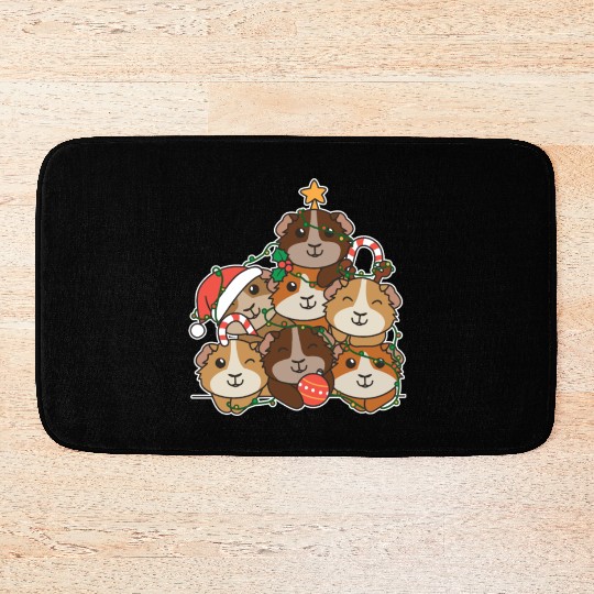Guinea Pig Christmas Tree Funny Animal Bath Mats