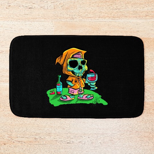 Death of thirst. Thirsty skeleton. Bath Mats