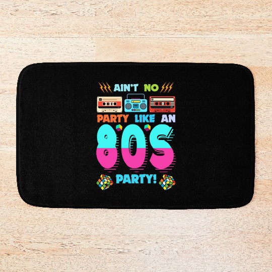 80s Party Vibes - Retro Design with Cassette Tapes Bath Mats