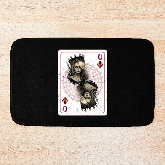 Queen of Clubs Halloween Gothic Card Game Bath Mats