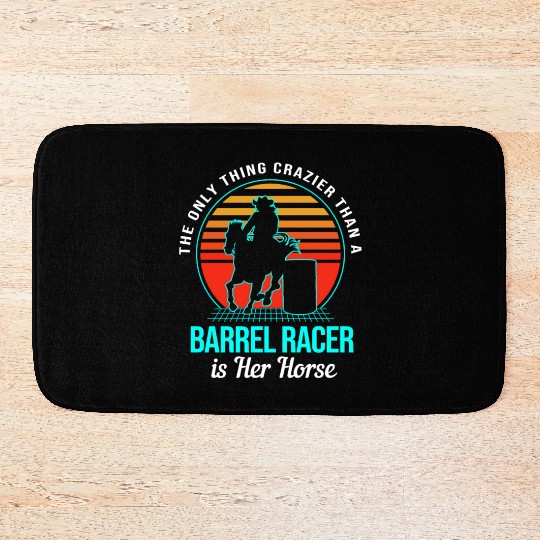Funny Cowgirl Barrel Racing Horseback Crazier Bath Mats