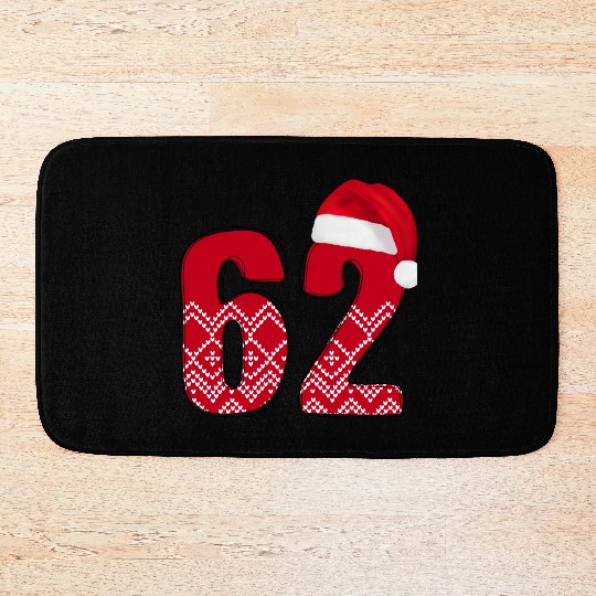 62 Red and White Christmas Number Sixty Two Bath Mats