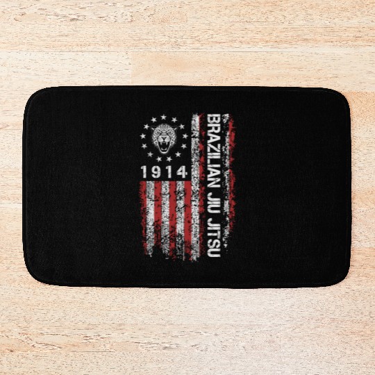 Brazilian Jiu Jitsu 1914 America flag gift Bath Mats