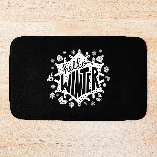 Abstract Winter Snowflakes" Bath Mats