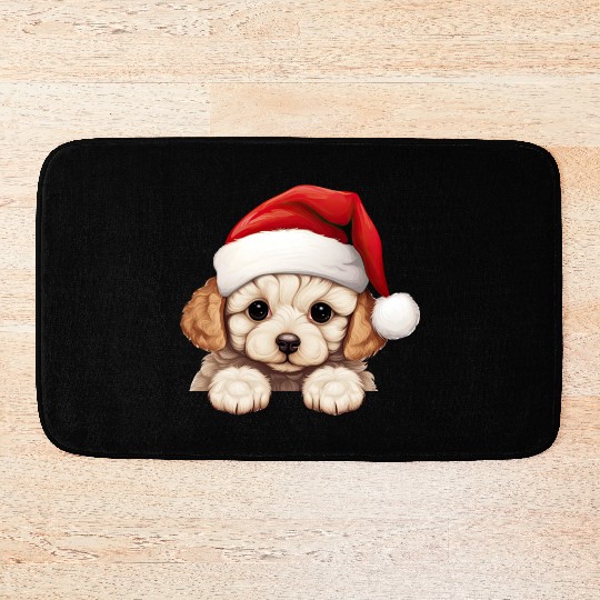 Bichon Frise Christmas Dog Bath Mats