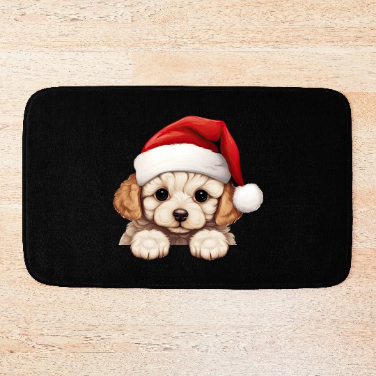 Bichon Frise Christmas Dog Bath Mats