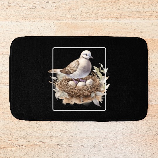 Quail Bird With Eggs Bath Mats