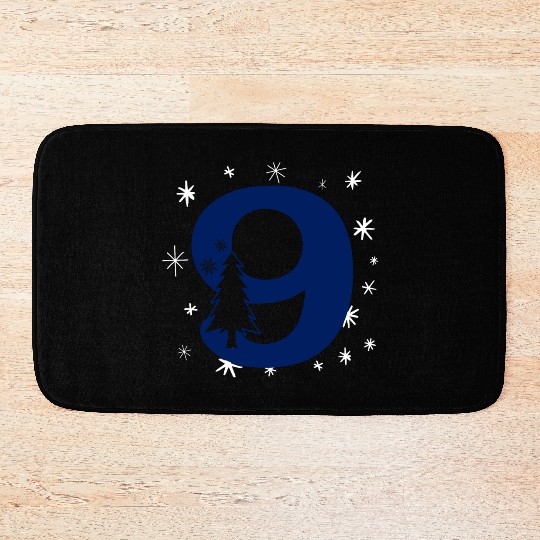 9 White Christmas Stars - Blue Number Nine Bath Mats
