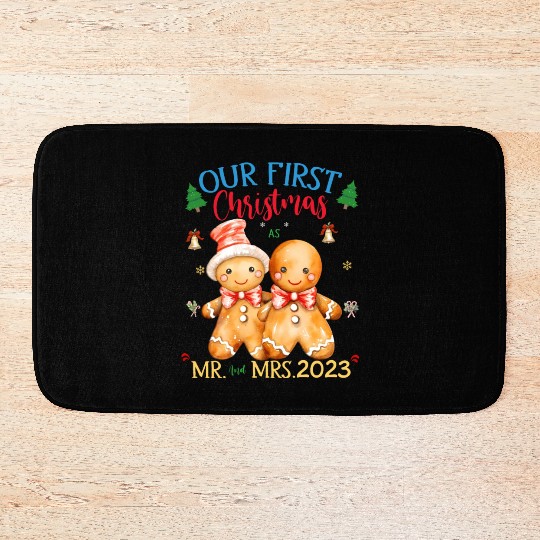 gingerbread couple first Christmas Mr. and Mrs. Bath Mats