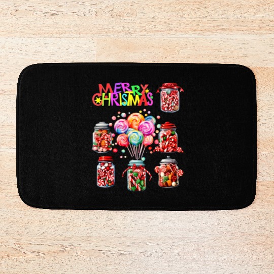Merry Christmas Sweet Candy Canes Bath Mats