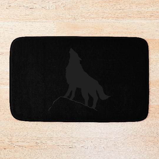Howling Wolf Silhouette Bath Mats
