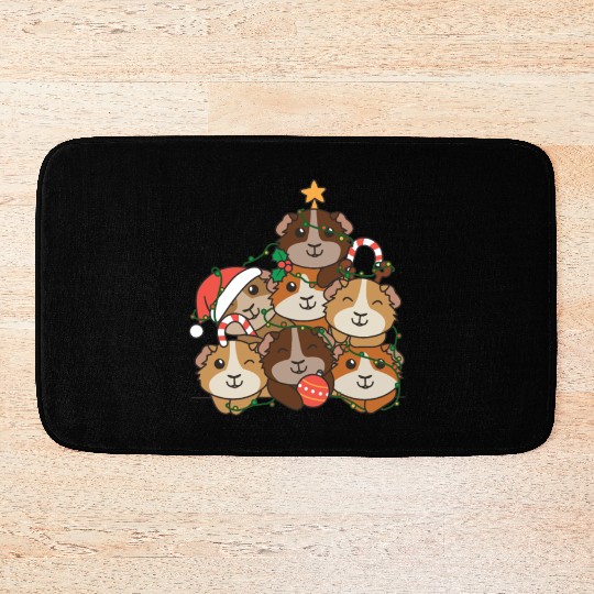 Guinea Pig Christmas Tree Funny Animal Bath Mats