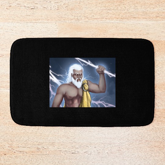 A Titan holding a lightning bolt Bath Mats