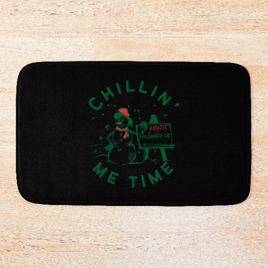 chillin' me time snowman Bath Mats