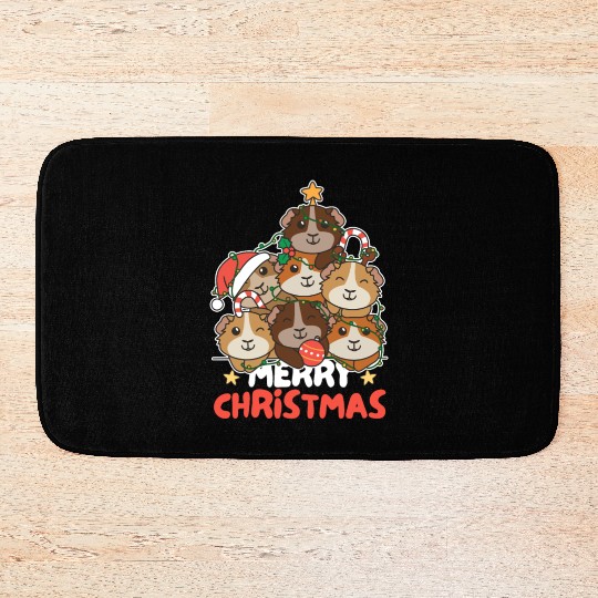 Guinea Pig Christmas Tree Merry Christmas Bath Mats