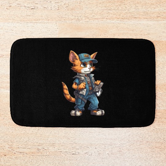 Electrician Cat Electrical Engineer Worker Bath Mats