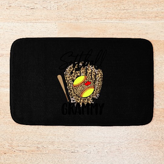 Softball Grammy Leopard Game Day Softball Lover Bath Mats