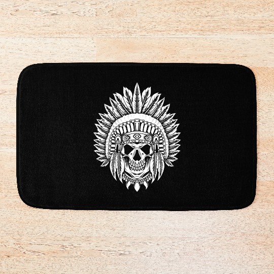 Indigenous Native American Skull Skull Head Bath Mats