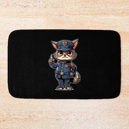 Cat Police Officer Sheriff Cop Enforcer Cat Bath Mats
