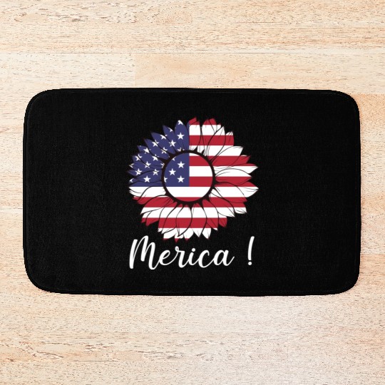 Merica Sunflower Usa Flag Bath Mats