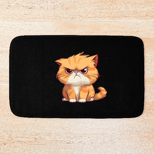 Cat is realy grumpy - A orange grumpy cat Bath Mats