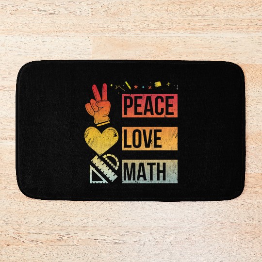 Math Teacher Peace Love Math Vintage Mathematic Bath Mats