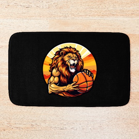 Basketball lion Bath Mats