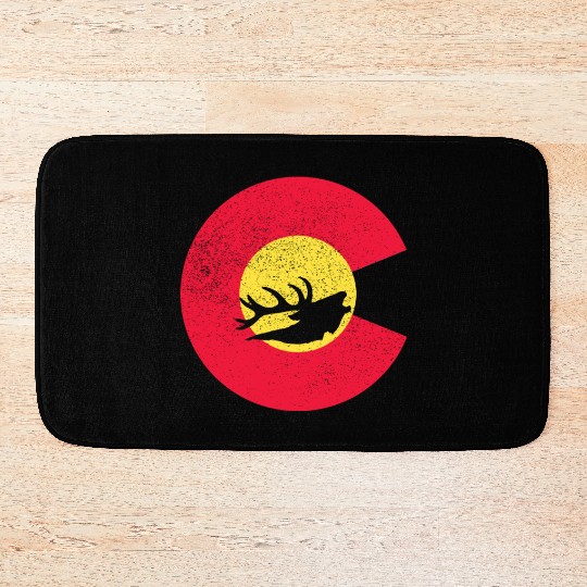 Colorado Flag Logo Elk Hunting Bath Mats