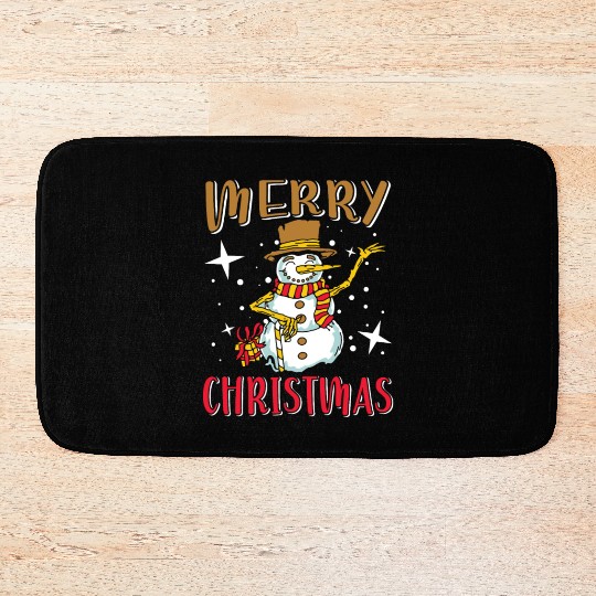 Snowman Merry Christmas Christmas Season Bath Mats