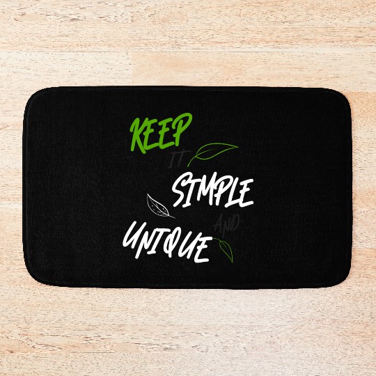 KEEP IT SIMPLE AND UNIQUE-WHITE GREEN LETTERING Bath Mats
