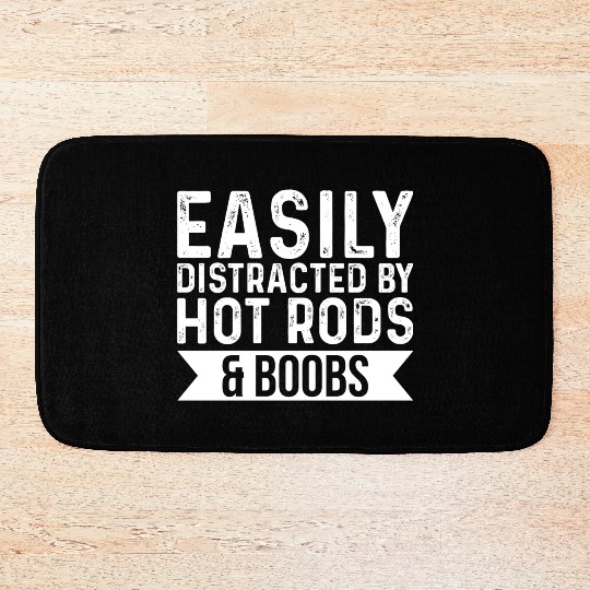 Hot Rods Boobs Car Gear Head Mechanic Easily Bath Mats