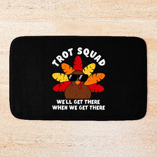 Turkey Trot Squad Race Funny Thanksgiving Running Bath Mats