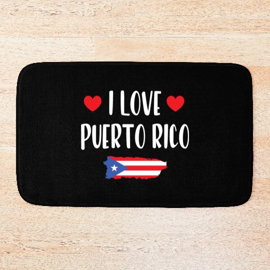 I Love Puerto Rico pride heart Bath Mats