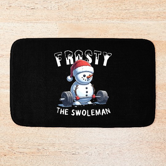Frosty the Swoleman Christmas Funny Snowman Gym Bath Mats