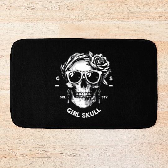 white girl skull by skull style society Bath Mats