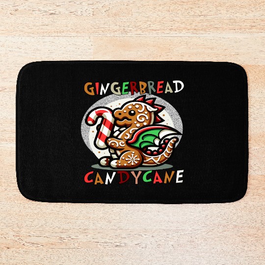 Gingerbread & Candy Cane - A Gingerbread Dragon Bath Mats