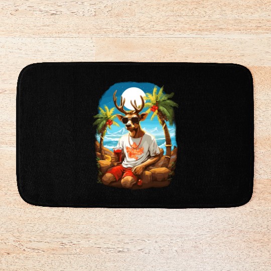 Tropical Reindeer Holiday Escape Bath Mats