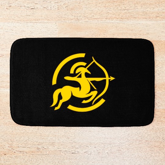 Zodiac Sagittarius Arc Icon Minimalistic Gold Bath Mats