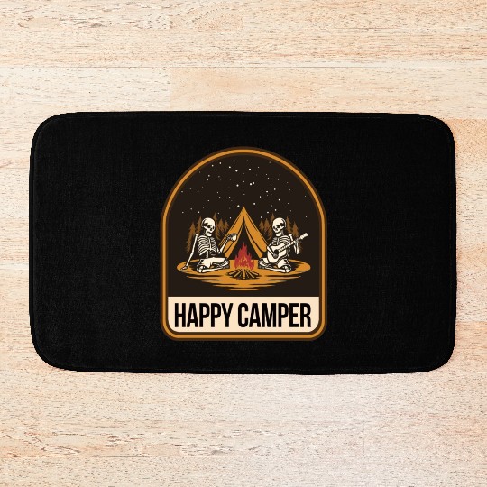Happy Camper Skeleton Campfire Tent Bath Mats