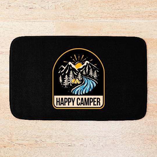 Happy Camper Camping Campfire Tent Bath Mats
