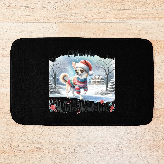 Chihuahua In a Winter Wonderland Bath Mats