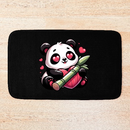 Panda Heart Eye Patches Valentine's Day Bamboo Bath Mats